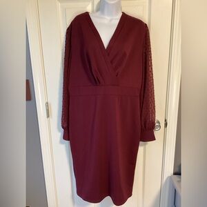 Burgundy long sleeve dress with mesh sleeves t Grace Karin-xl